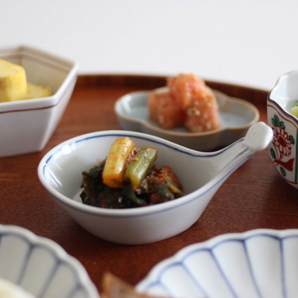 일본산 도자기 비파/모과 백자볼접시