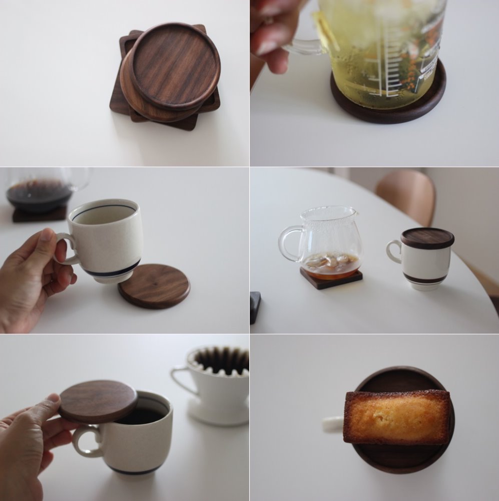 호두나무 코스터 컵받침(4가지)