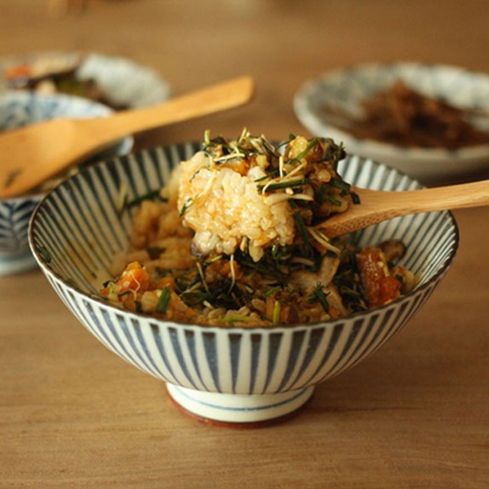 일본가정식 줄무늬+갈색굽 밥공기,국공기,대접(3가지사이즈,마에스트핸드메이드)