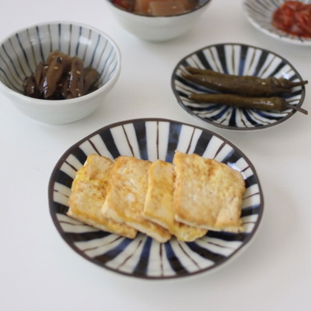 멋진줄무늬 후토메! 반찬담기적당한 플레이트/오목접시(일본찬기그릇)