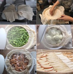 일본 비스트로선생의 아이디어 천! 찜기용 면보,100%무표백 키친크로스(대)