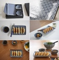 일본산 스시접시 4p세트(패턴풍 직사각+종지 세트,만두,초밥접시로 딱!)
