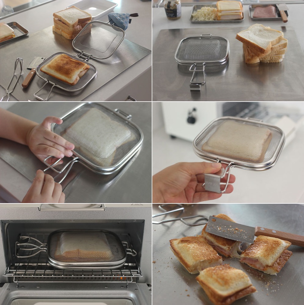 스텐 사각 핫샌드위치 토스트그릴 철망(에어프라이어, 발뮤다, 오븐 사용가능)